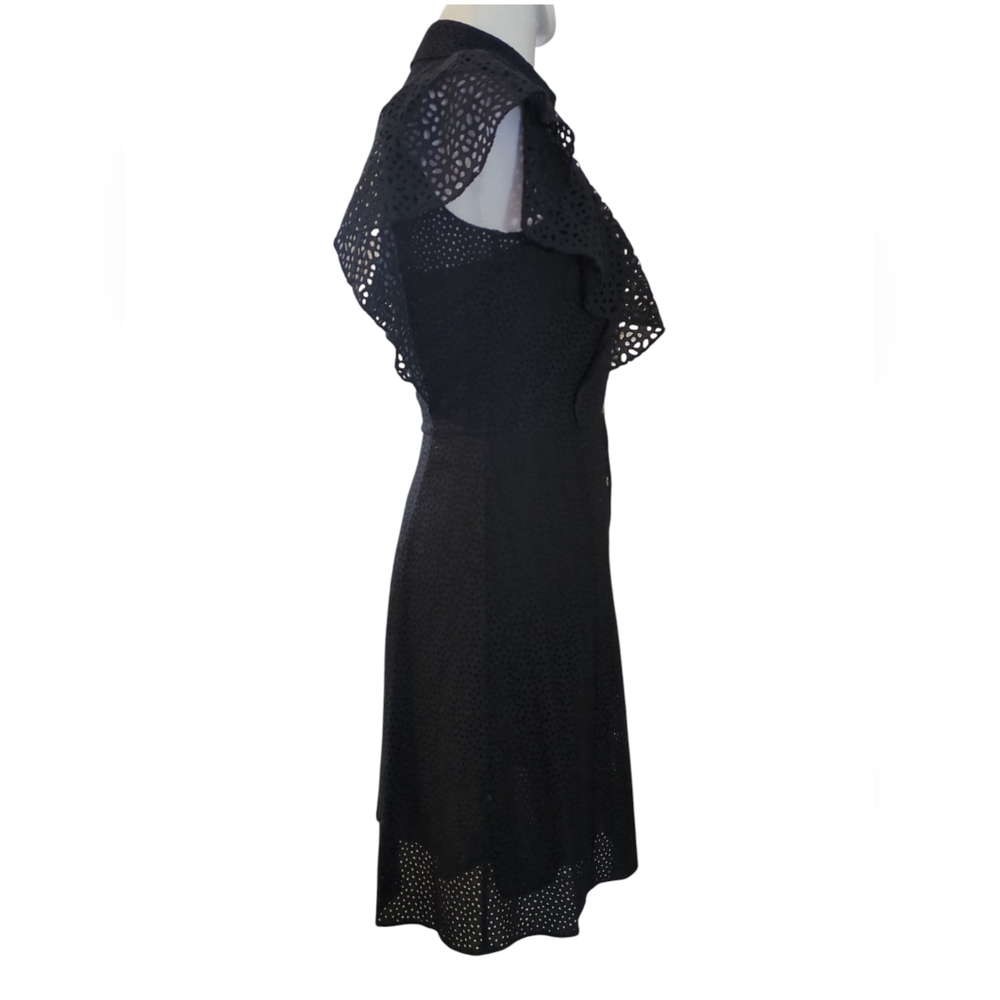 Theory Dress Color Black Size 00 BD Ruffle DR Nova Eyelet - Picture 3 of 10
